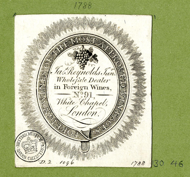 Plakat mit grünem Hintergrund, das den Text "Am meisten bewertet in ausländischen Weinen" und ein rundes Logo mit weißem Hintergrund und schwarzem Rand zeigt.