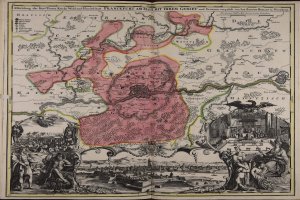 Ein altes Buch mit einer zentralen Deutschlandkarte, umgeben von Bildern und Texten, die einen klassischen und zeitlosen Eindruck vermitteln.