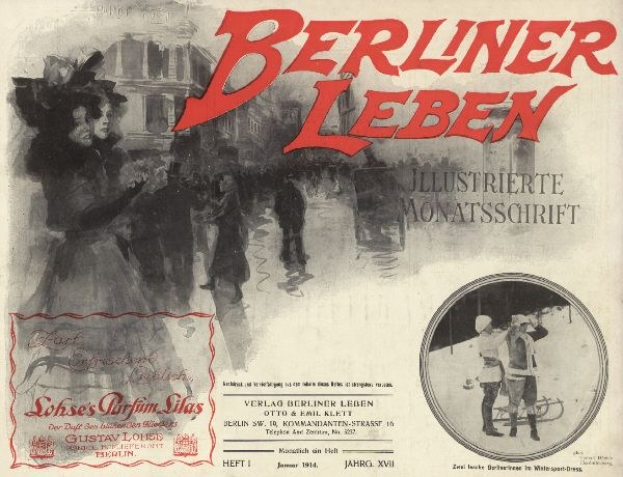 Altes Buch mit dem Titel 'Berliner Leben' und einem Foto von Menschen in traditioneller deutscher Tracht auf dem Cover, das wahrscheinlich die Geschichte oder Kultur von Berlin darstelllt.