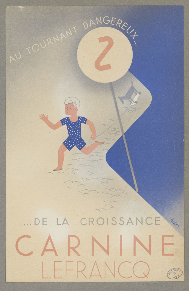 Ein buntes Karnevalplakat in Frankreich mit einer Person in einem leuchtend gelben Kleid, die strahlend in der Mitte steht, umgeben von schwarzem, fetten Text, der "Karneval" liest.