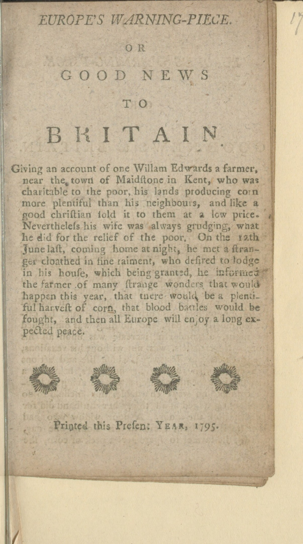 Offenes Buch mit der Aufschrift "Europas Warnung oder gute Nachricht für Großbritannien" auf der sichtbaren Seite.